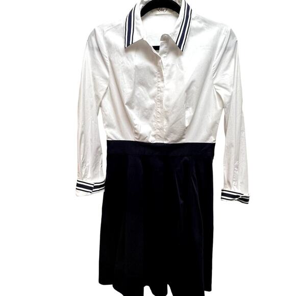 Eliza J White And Navy Blue School Girl Style Pleated Dress Size 4 - Picture 1 of 7